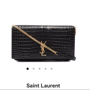 NEW Saint Laurent monogram croc-effect Crossbody Bag